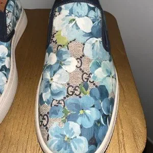 Gucci | Shoes | Gucci Mens Blue Floral Gg Print Slip On Orig  display picture 1